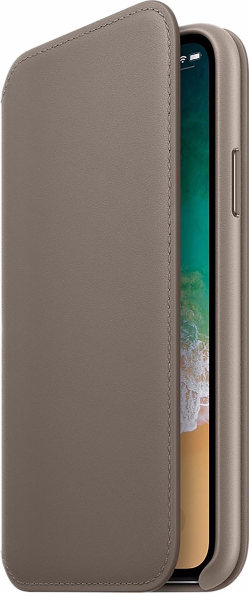 Originele Apple iPhone XS / X Leather Folio Taupe afbeelding 3