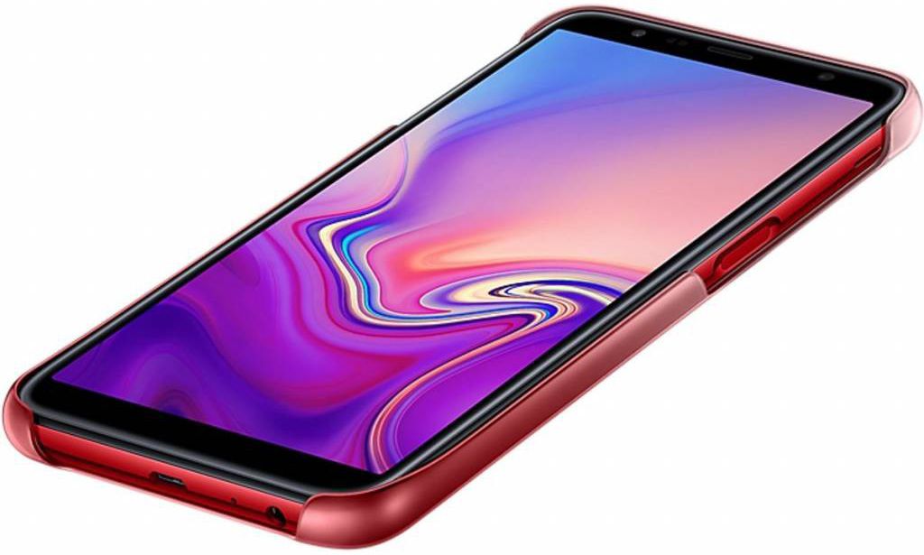 Samsung Galaxy J6 Plus Gradation Clear Cover Rood afbeelding 4