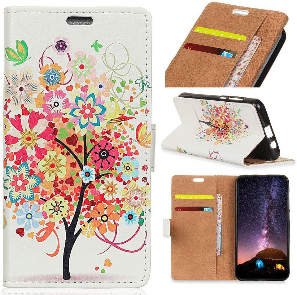 Samsung Galaxy A7 (2018) Portemonnee Print Hoesje Flower Tree afbeelding 15