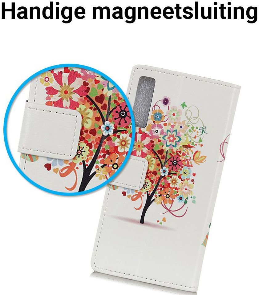 Samsung Galaxy A7 (2018) Portemonnee Print Hoesje Flower Tree afbeelding 5