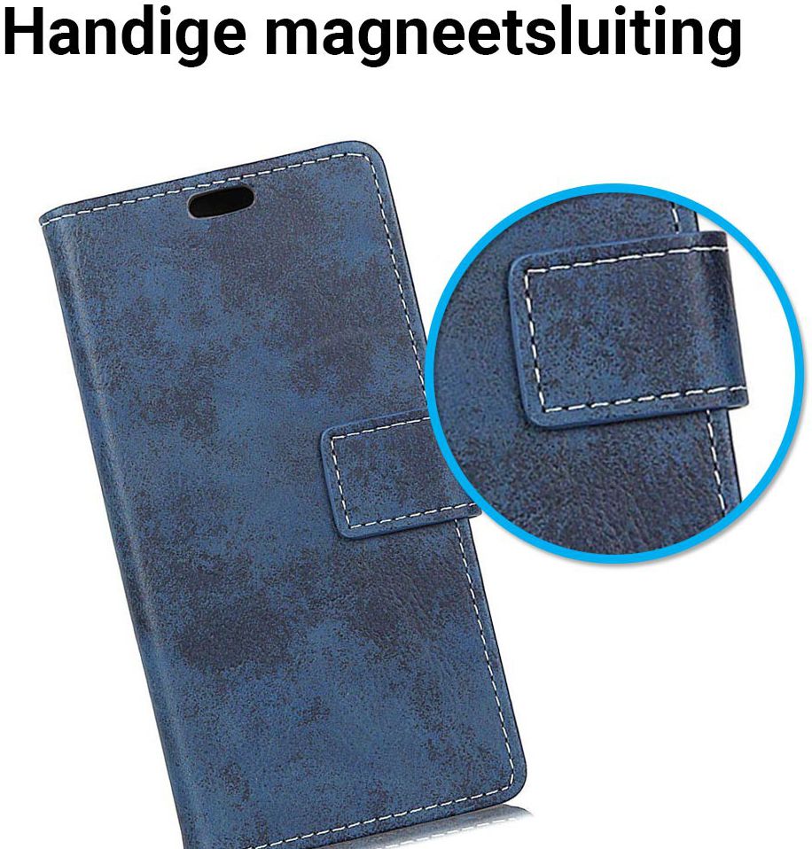 Samsung Galaxy A7 (2018) Retro Portemonnee Hoesje Blauw afbeelding 2