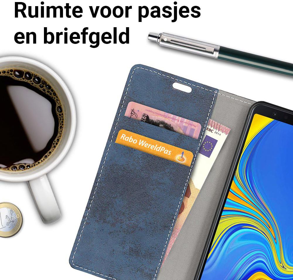 Samsung Galaxy A7 (2018) Retro Portemonnee Hoesje Blauw afbeelding 3