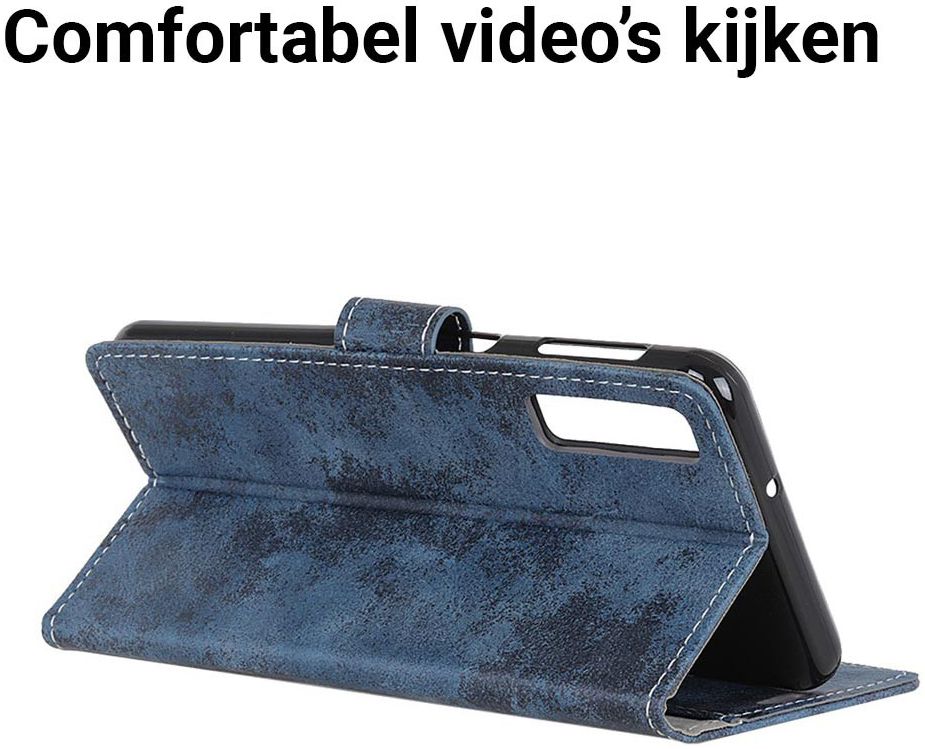 Samsung Galaxy A7 (2018) Retro Portemonnee Hoesje Blauw afbeelding 5