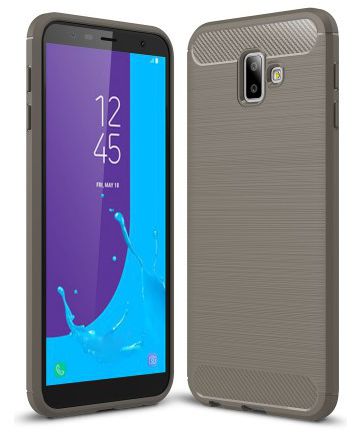 Samsung Galaxy J6 Plus Geborsteld TPU Hoesje Grijs Hoesjes