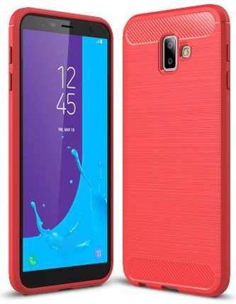 Samsung Galaxy J6 Plus Geborsteld TPU Hoesje Rood afbeelding 1