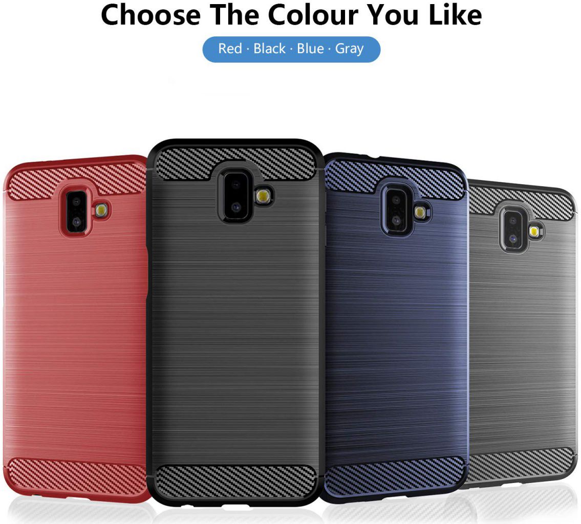 Samsung Galaxy J6 Plus Geborsteld TPU Hoesje Rood afbeelding 5