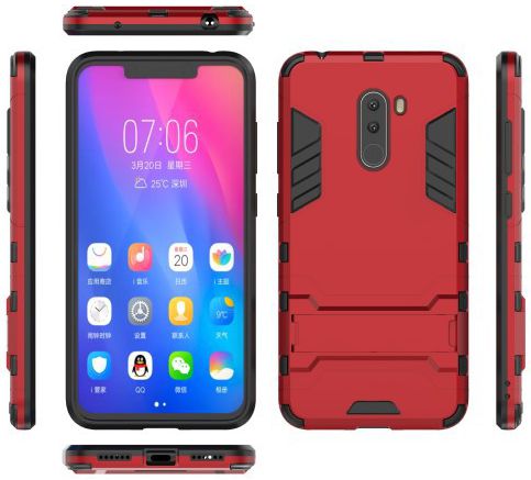 Xiaomi Pocophone F1 Hybrid Kickstand Hoesje Rood afbeelding 2