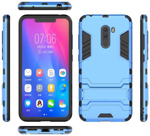 Xiaomi Pocophone F1 Hybrid Kickstand Hoesje Blauw afbeelding 2