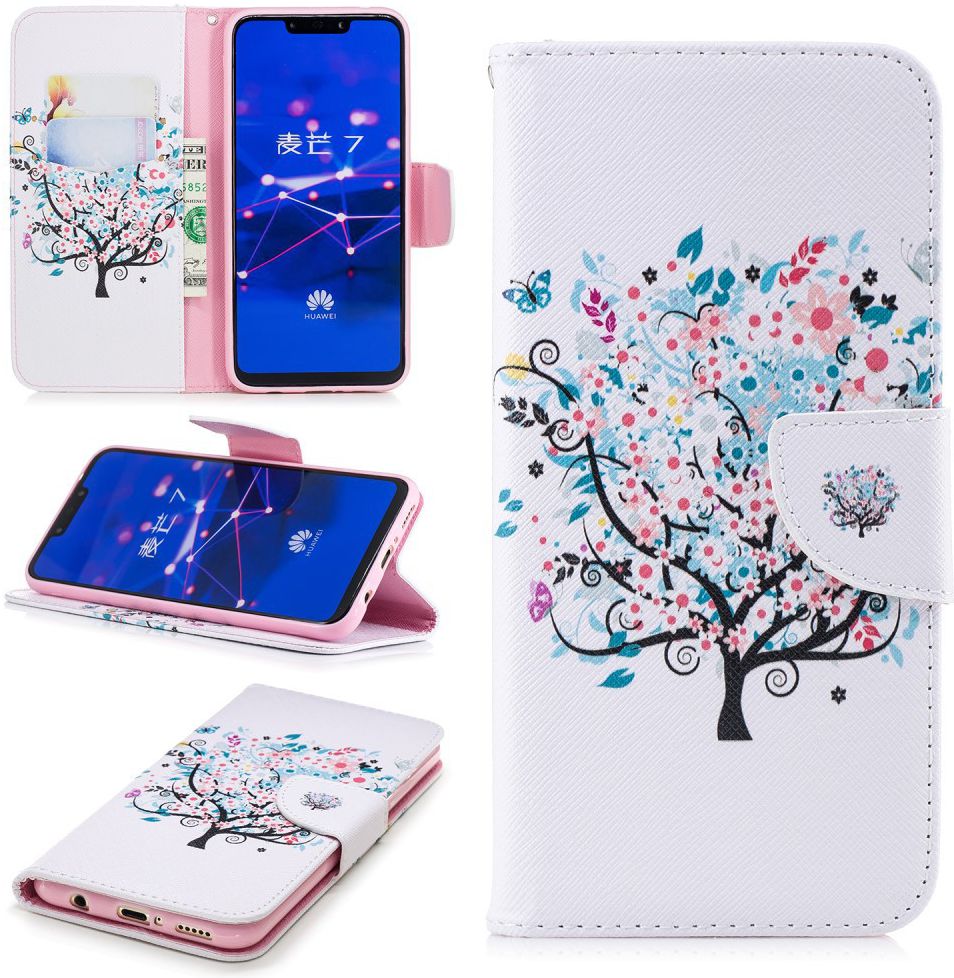 Huawei Mate 20 Lite Portemonnee Hoesje met Flower Tree Print afbeelding 2