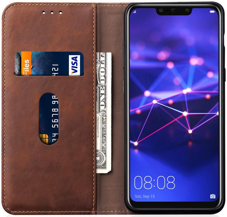 Huawei Mate 20 Lite Vintage Portemonnee Hoesje Bruin afbeelding 1
