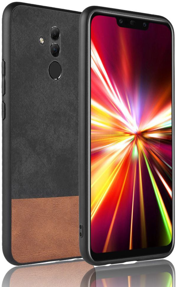 Huawei Mate 20 Lite Stijlvol Hoesje met Kunstleer Coating Zwart afbeelding 1