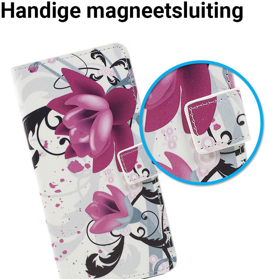 Samsung Galaxy A7 2018 Portemonnee Hoesje met Bloem Print afbeelding 3