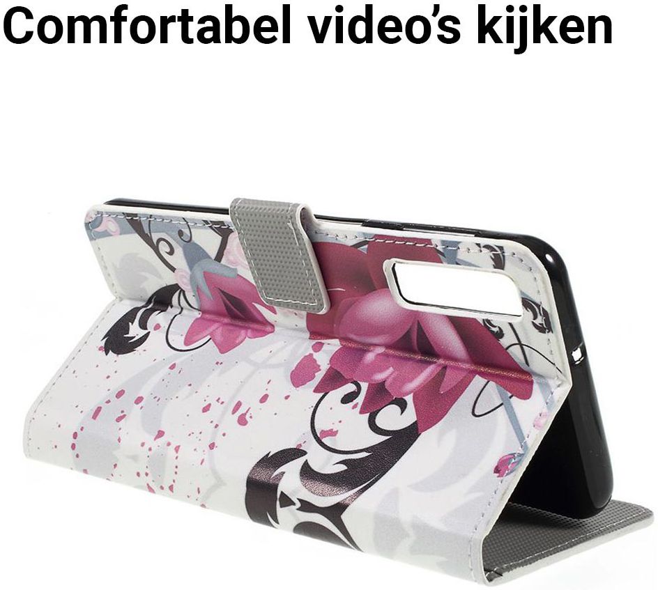 Samsung Galaxy A7 2018 Portemonnee Hoesje met Bloem Print afbeelding 5