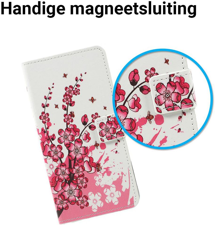Samsung Galaxy A7 2018 Portemonnee Hoesje met Blossom Print afbeelding 3