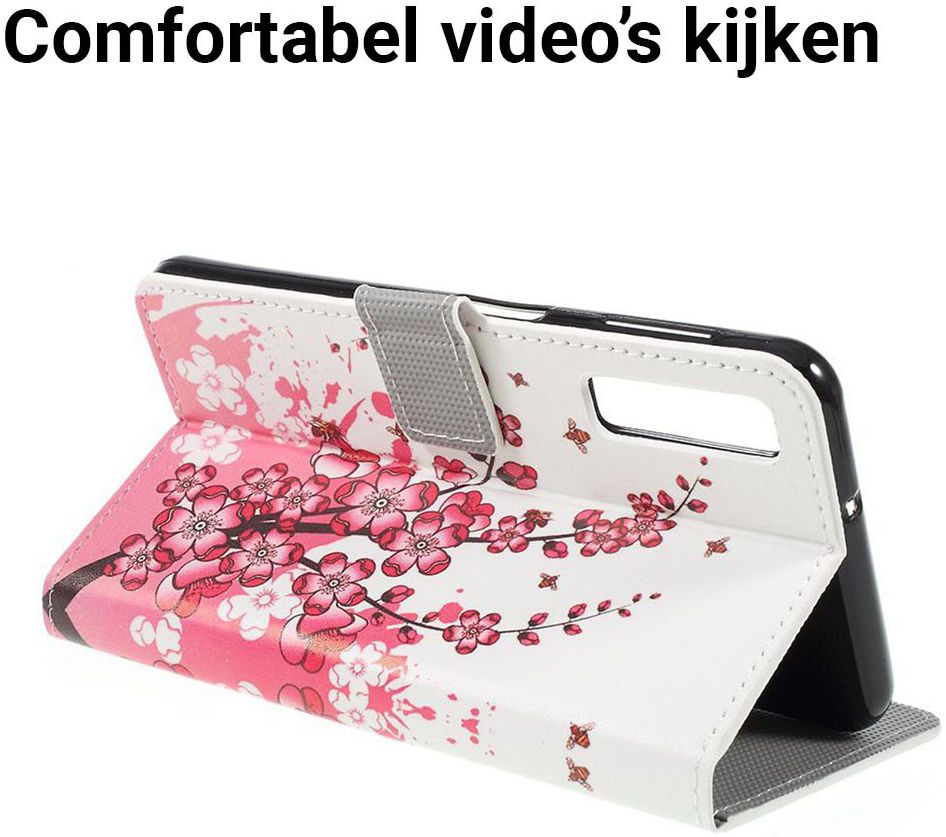 Samsung Galaxy A7 2018 Portemonnee Hoesje met Blossom Print afbeelding 4
