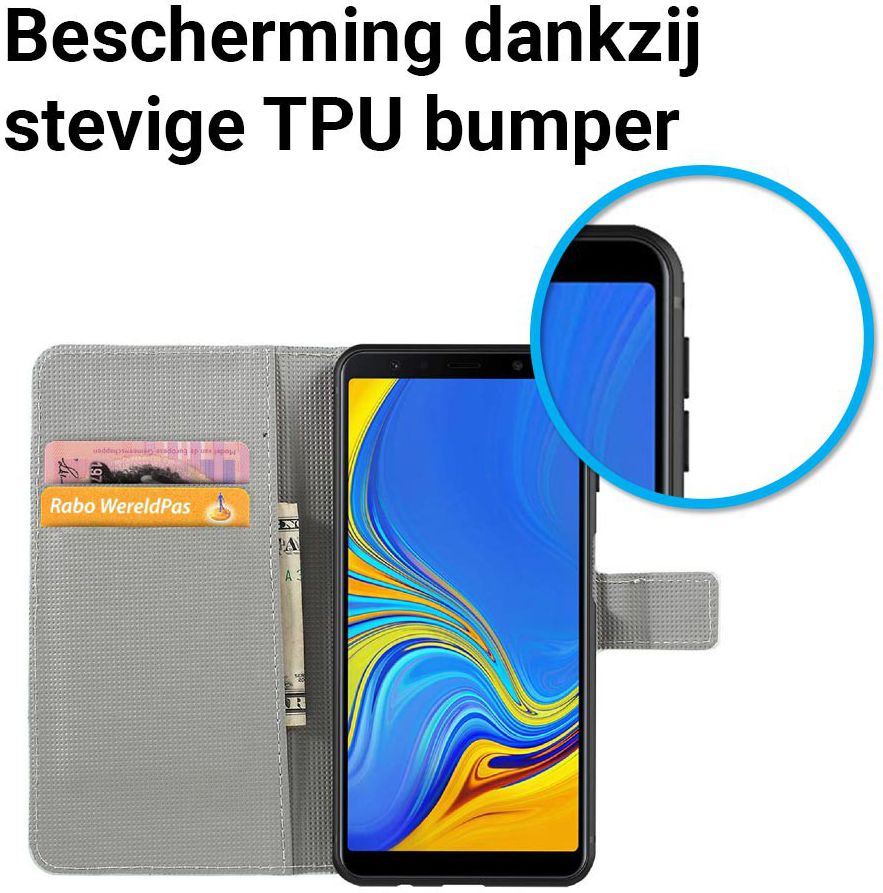 Samsung Galaxy A7 2018 Portemonnee Hoesje met Vlinder Print afbeelding 6