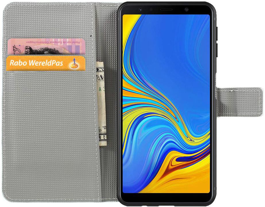Samsung Galaxy A7 2018 Portemonnee Hoesje met Vlinder Print afbeelding 2