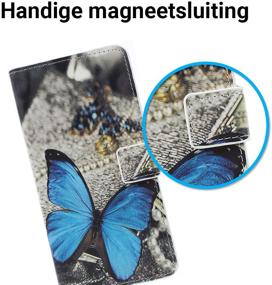 Samsung Galaxy A7 2018 Portemonnee Hoesje met Vlinder Print afbeelding 3