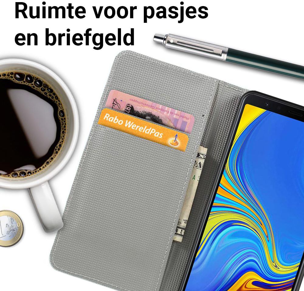 Samsung Galaxy A7 2018 Portemonnee Hoesje met Vlinder Print afbeelding 4