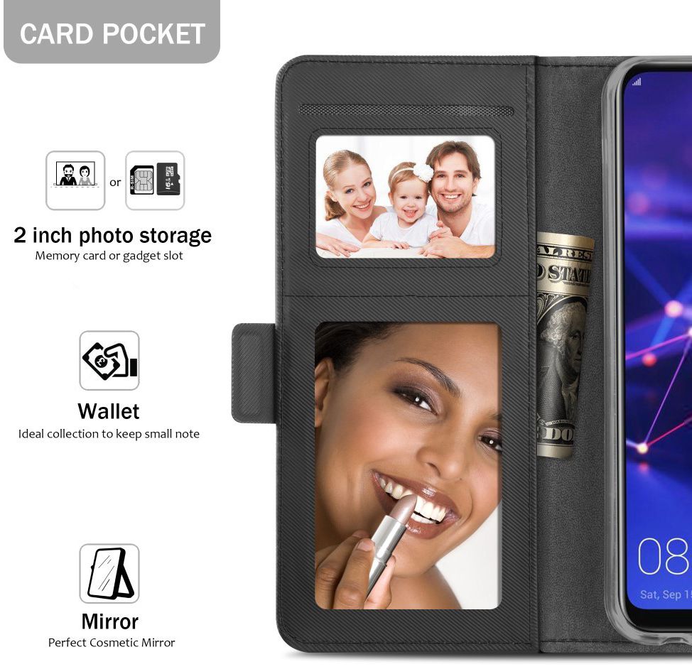 Huawei Mate 20 Lite Cover met Spiegel Zwart afbeelding 2