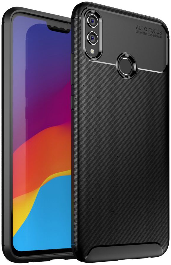 Honor 8X Siliconen Carbon Hoesje Zwart afbeelding 1