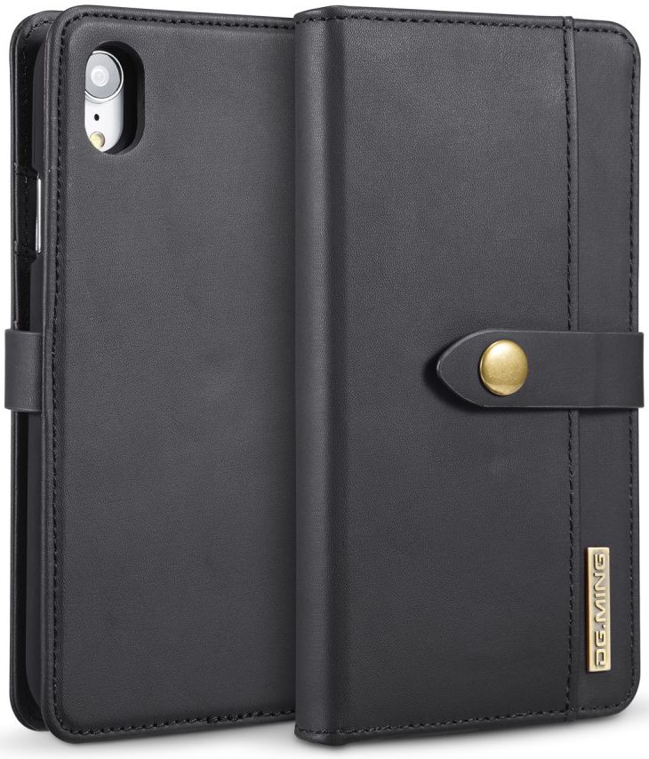 Apple iPhone XR Leren 2-in-1 Bookcase en Back Cover Hoesje Zwart afbeelding 1