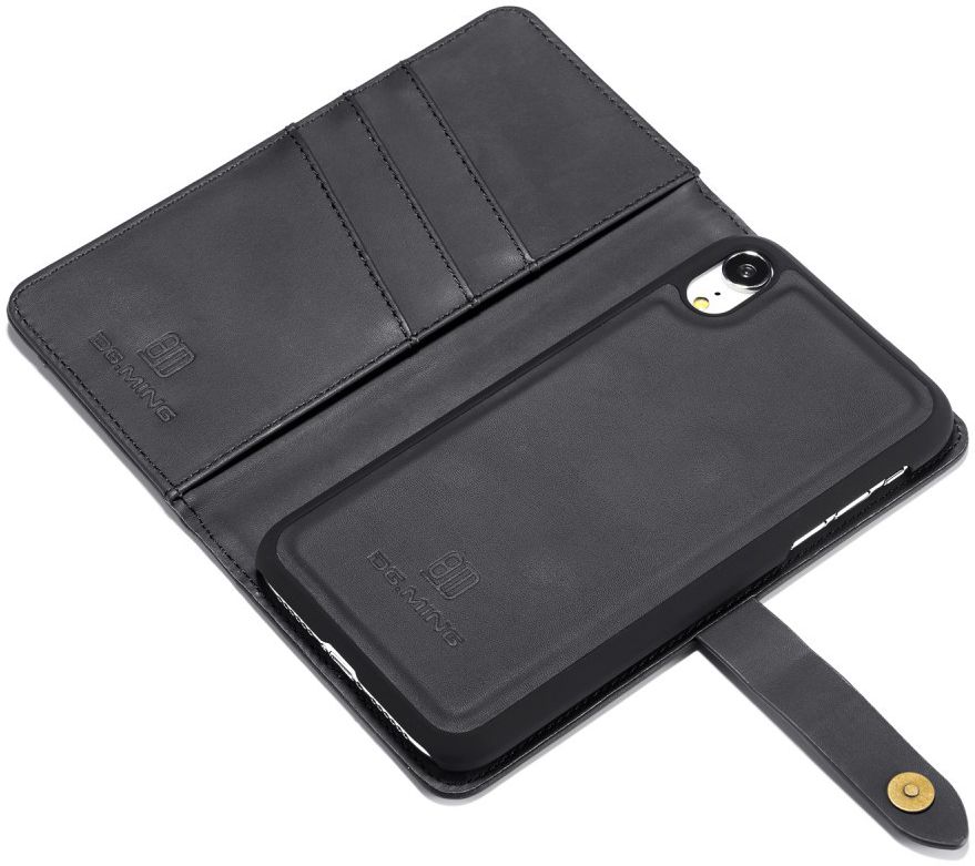 Apple iPhone XR Leren 2-in-1 Bookcase en Back Cover Hoesje Zwart afbeelding 13