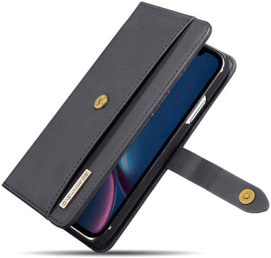 Apple iPhone XR Leren 2-in-1 Bookcase en Back Cover Hoesje Zwart afbeelding 14