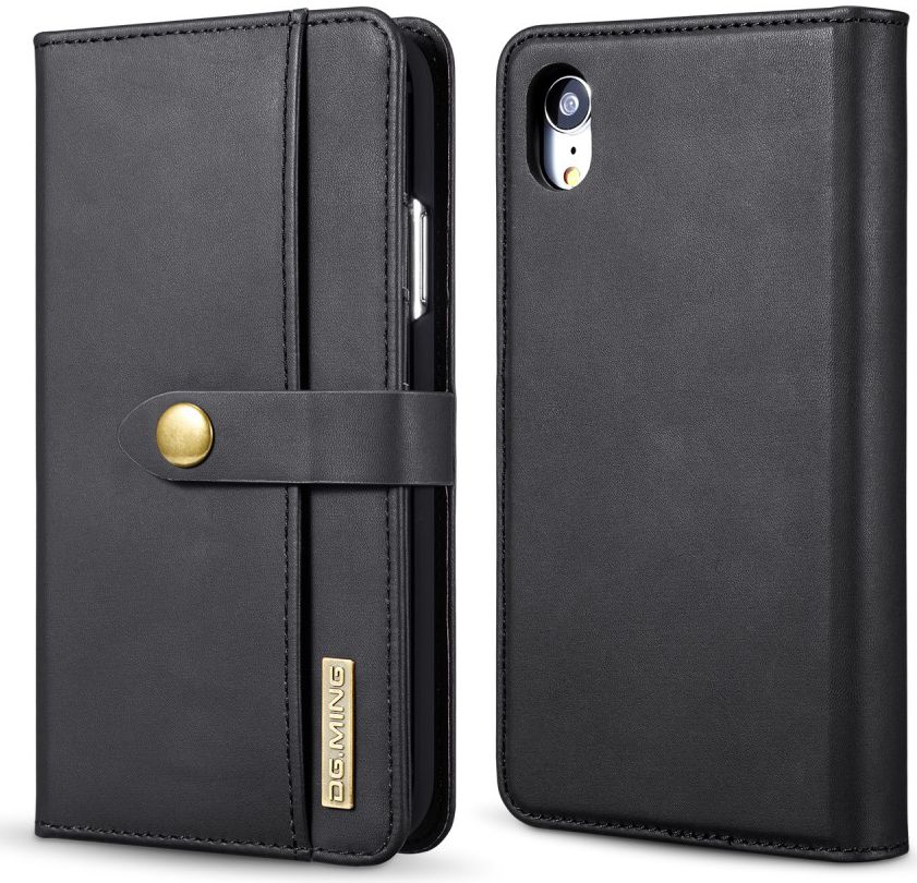 Apple iPhone XR Leren 2-in-1 Bookcase en Back Cover Hoesje Zwart afbeelding 5