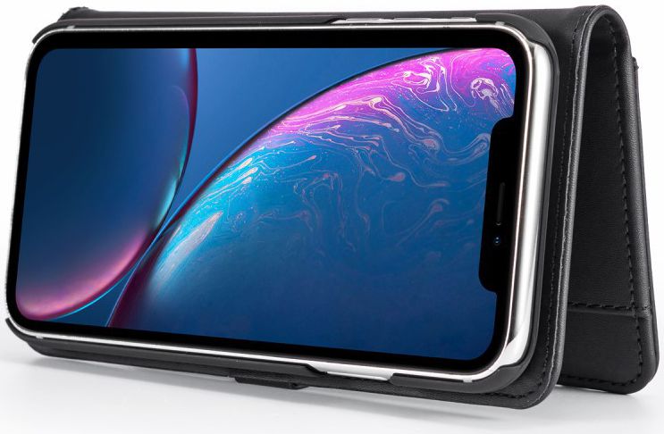 Apple iPhone XR Leren 2-in-1 Bookcase en Back Cover Hoesje Zwart afbeelding 6
