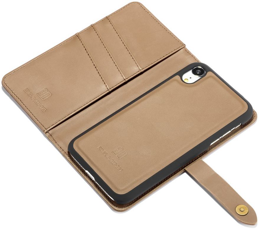 Apple iPhone XR Leren 2-in-1 Bookcase en Back Cover Hoesje Bruin afbeelding 13
