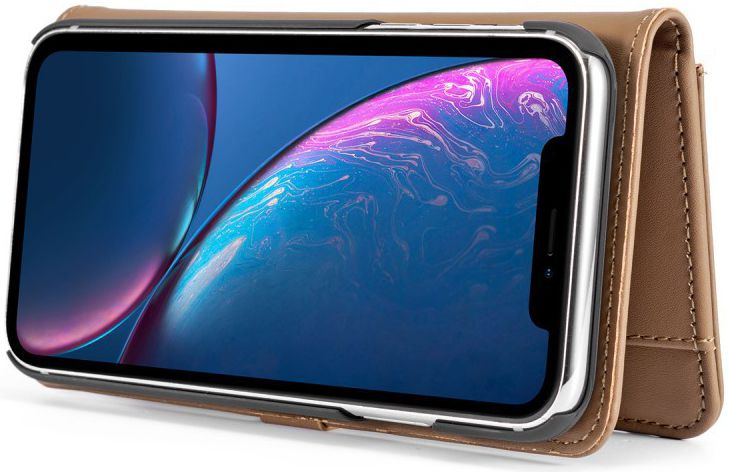 Apple iPhone XR Leren 2-in-1 Bookcase en Back Cover Hoesje Bruin afbeelding 5