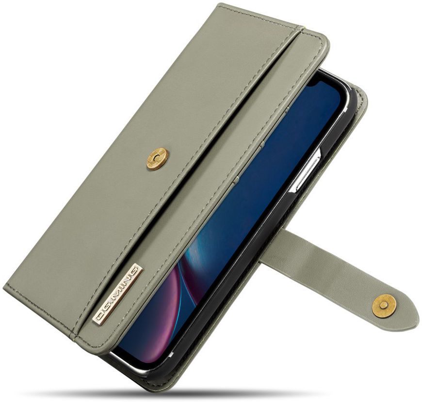 Apple iPhone XR Leren 2-in-1 Bookcase en Back Cover Hoesje Groen afbeelding 13