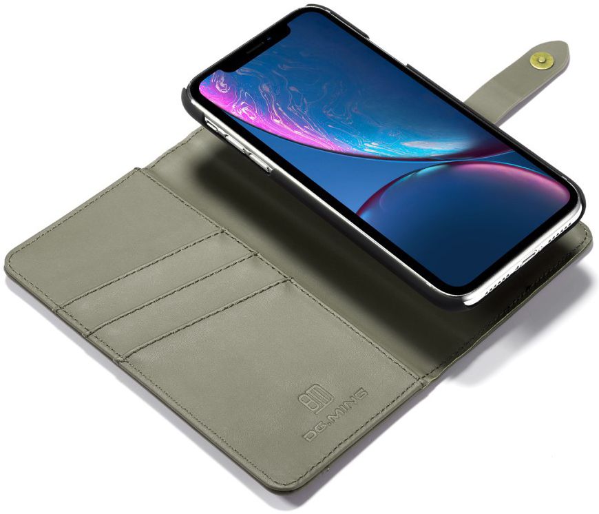 Apple iPhone XR Leren 2-in-1 Bookcase en Back Cover Hoesje Groen afbeelding 3