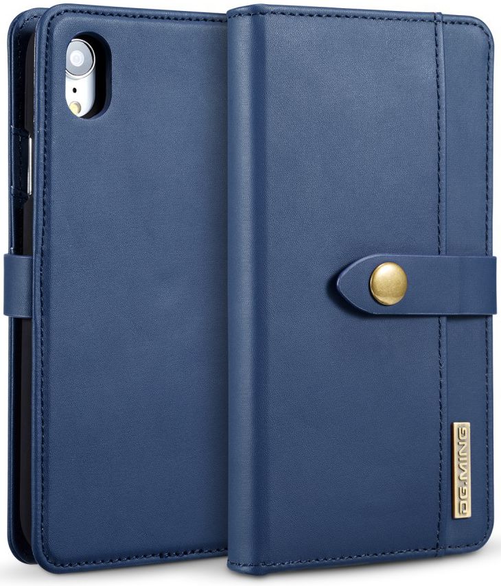 Apple iPhone XR Leren 2-in-1 Bookcase en Back Cover Hoesje Blauw afbeelding 1