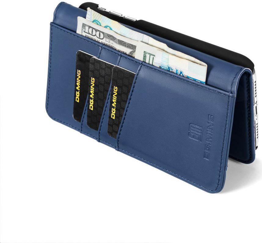 Apple iPhone XR Leren 2-in-1 Bookcase en Back Cover Hoesje Blauw afbeelding 12