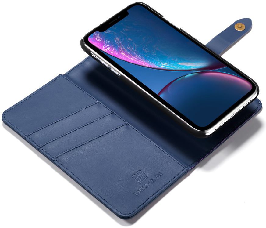 Apple iPhone XR Leren 2-in-1 Bookcase en Back Cover Hoesje Blauw afbeelding 4