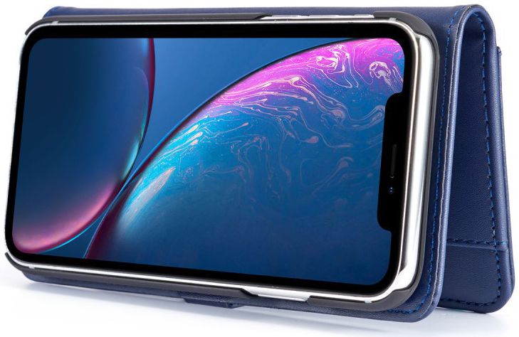 Apple iPhone XR Leren 2-in-1 Bookcase en Back Cover Hoesje Blauw afbeelding 5