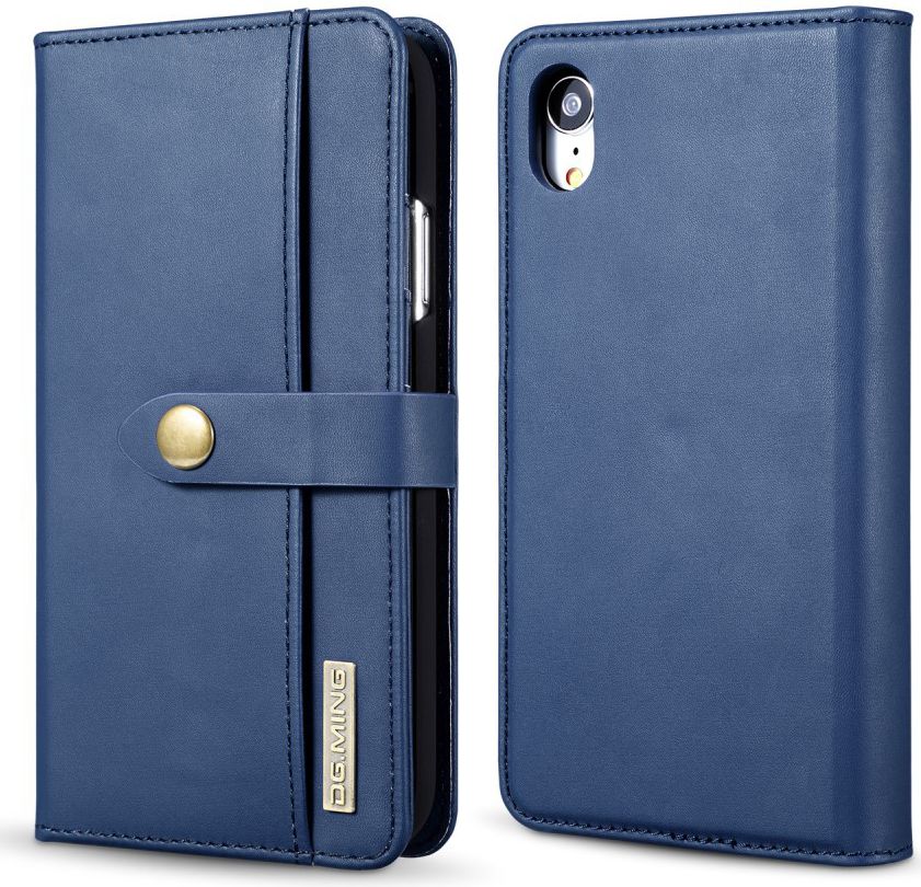 Apple iPhone XR Leren 2-in-1 Bookcase en Back Cover Hoesje Blauw afbeelding 6