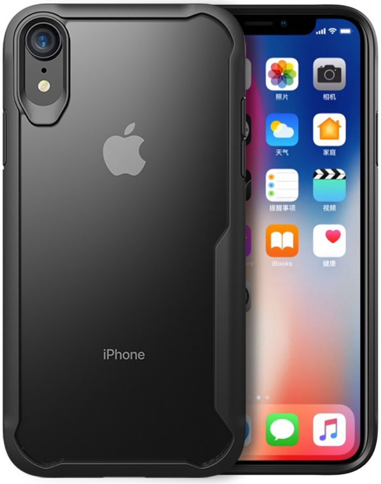 Apple iPhone XR Transparant Hoesje Armor Backcover Zwart afbeelding 1