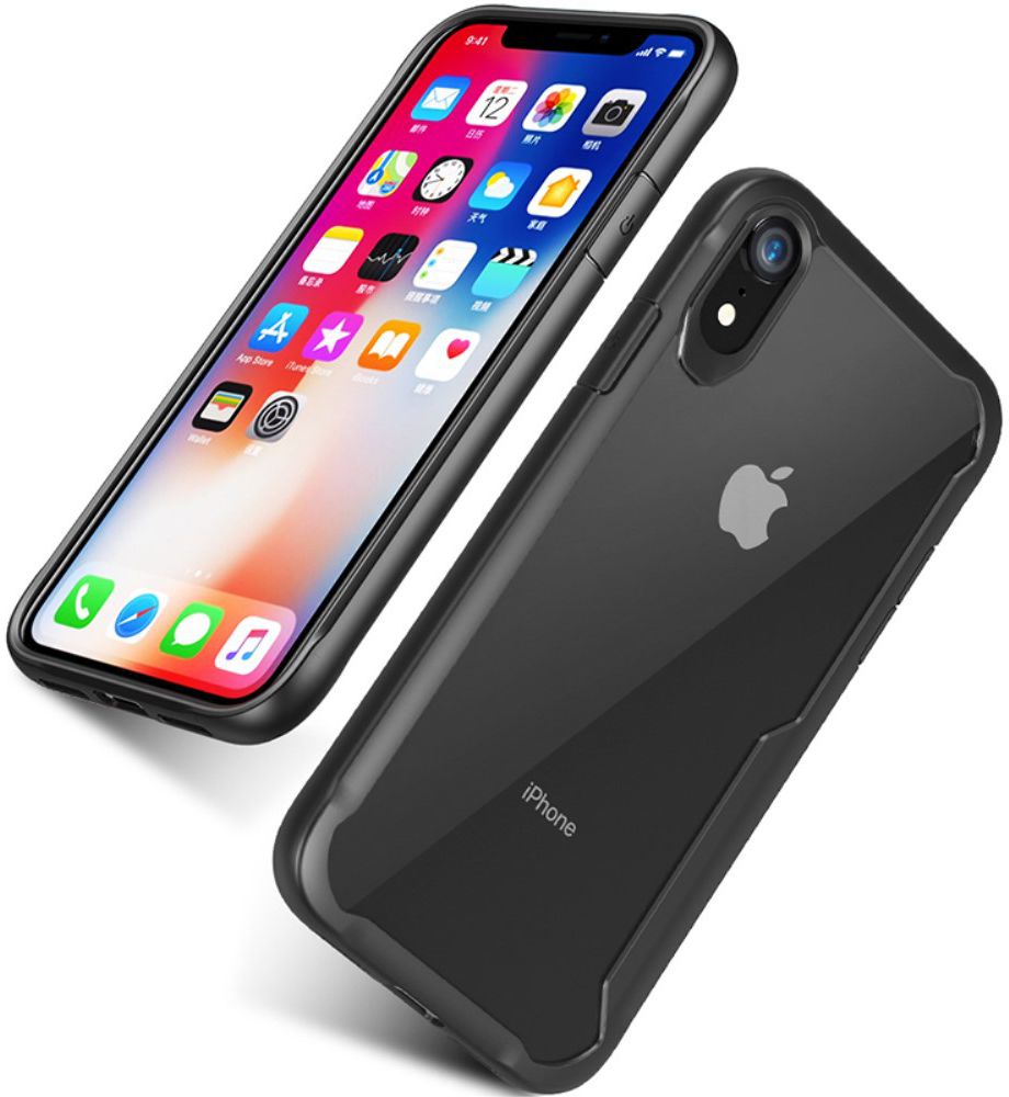 Apple iPhone XR Transparant Hoesje Armor Backcover Zwart afbeelding 2