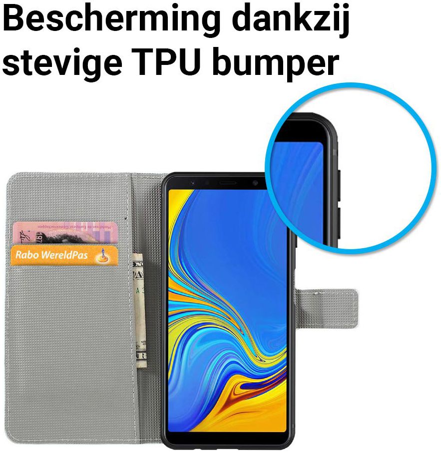 Samsung Galaxy A7 (2018) Portemonnee hoesje Dont touch my phone afbeelding 4