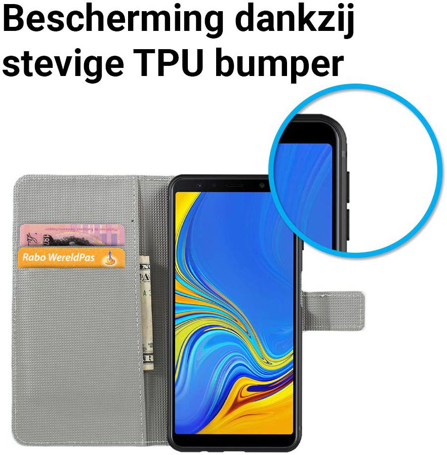 Samsung Galaxy A7 (2018) Portemonnee hoesje Angry Bear afbeelding 5