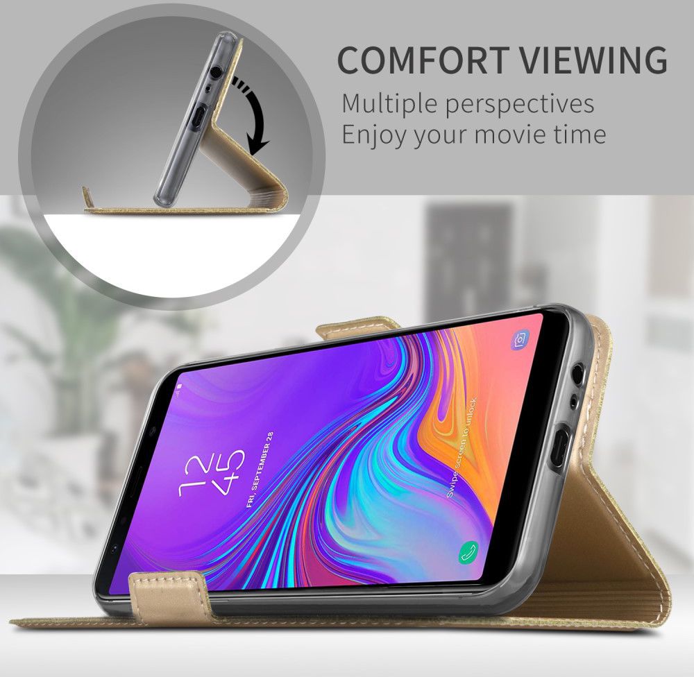 Samsung Galaxy A7 (2018) Card Holder Case Goud afbeelding 5