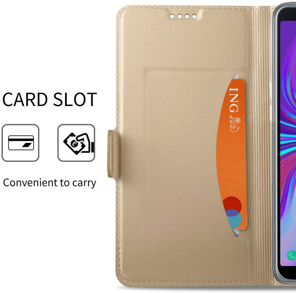 Samsung Galaxy A7 (2018) Card Holder Case Goud afbeelding 4