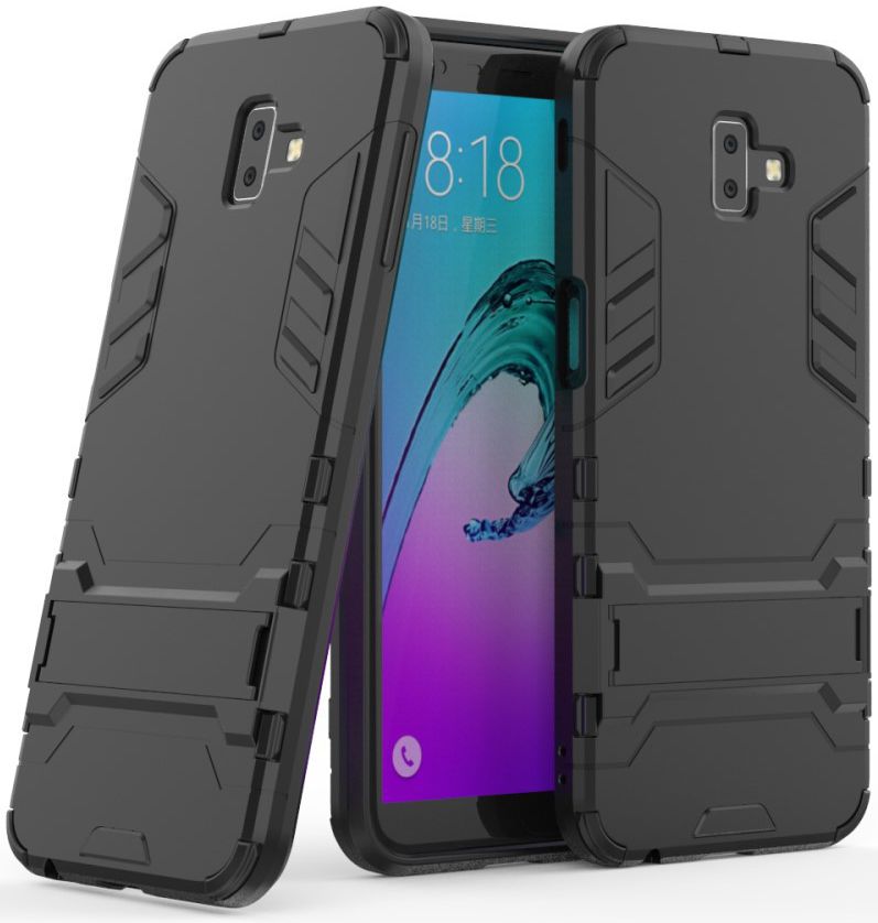 Samsung Galaxy J6 Plus Hybride Kickstand Hoesje Zwart afbeelding 2