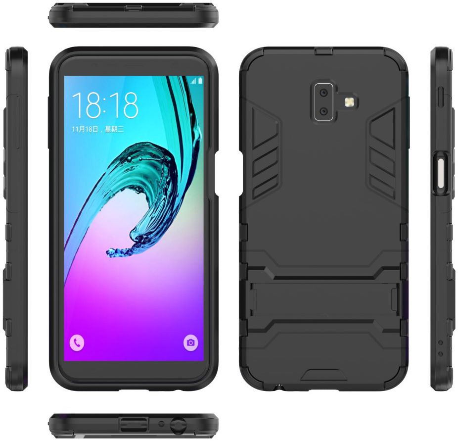 Samsung Galaxy J6 Plus Hybride Kickstand Hoesje Zwart afbeelding 3