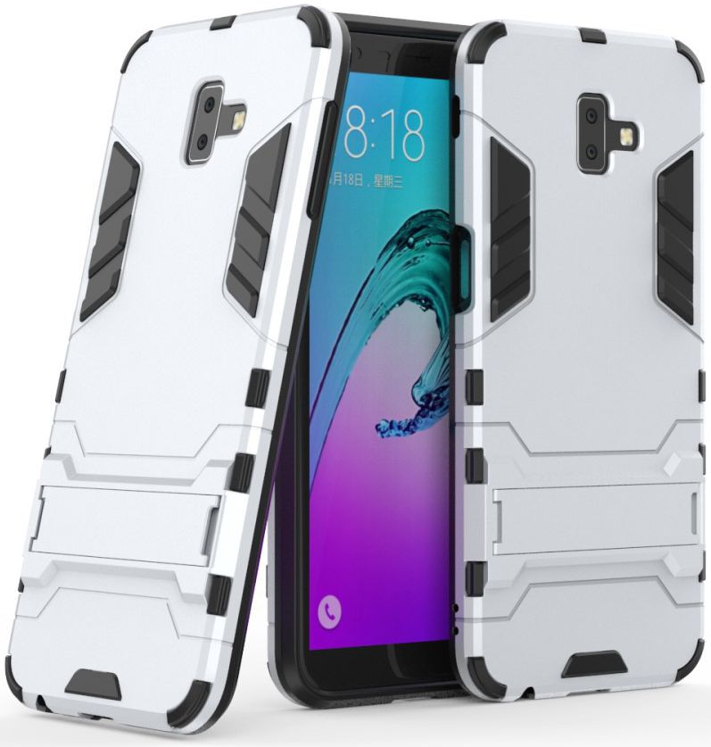 Samsung Galaxy J6 Plus Hybride Kickstand Hoesje Wit afbeelding 2