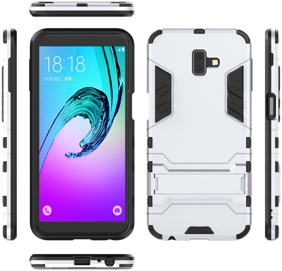 Samsung Galaxy J6 Plus Hybride Kickstand Hoesje Wit afbeelding 3