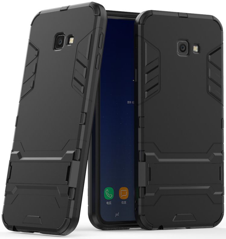 Samsung Galaxy J4 Plus Hyrbride Kickstand Hoesje Zwart afbeelding 2